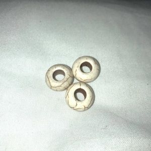 (3) Crackled White Ceramic Dread Beads